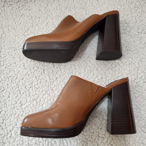 NIB AQUA "MODA" mule clog slips on heeled leather shoes womens size 10M - Picture 3 of 6